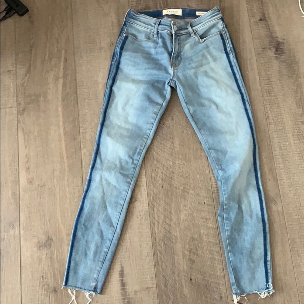 blue striped jeans